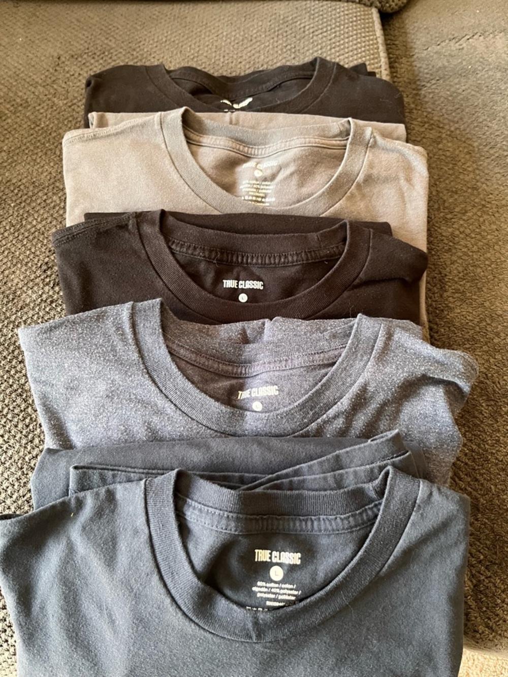 Bundle!!! True Classic Men’s Short Sleeve Tee - Black/Gray/Brown Mix